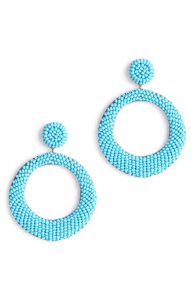 Shop Deepa Gurnani Asta Beaded Hoop Drop Earrings In Turquoise