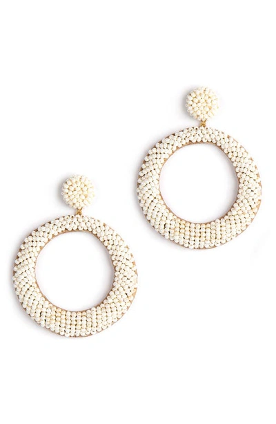 Shop Deepa Gurnani Asta Beaded Hoop Drop Earrings In Pearl