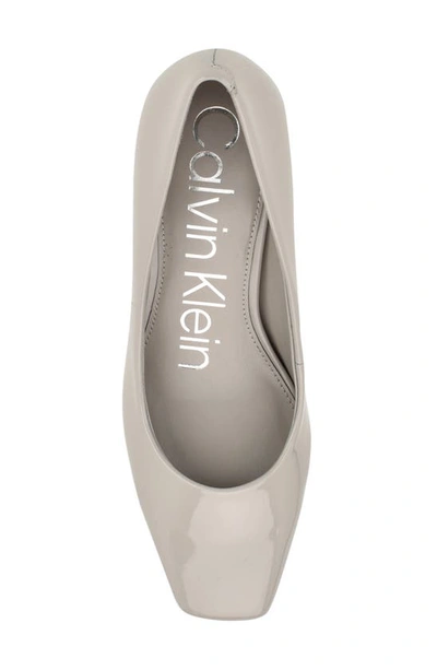 Shop Calvin Klein Alanta Square Toe Pump In Light Grey Patent