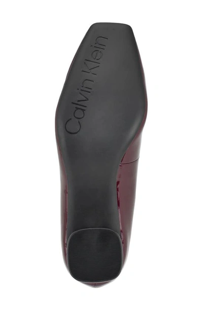 Shop Calvin Klein Alanta Square Toe Pump In Dark Red Patent