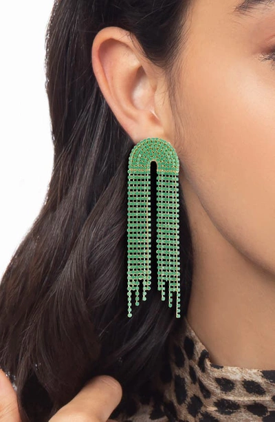 Shop Deepa Gurnani Adina Bead Chandelier Earrings In Green
