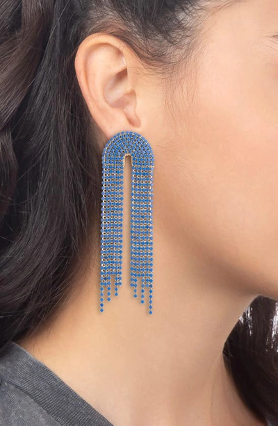 Shop Deepa Gurnani Adina Bead Chandelier Earrings In Denim