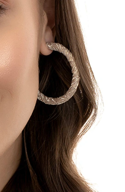 Shop Deepa Gurnani Ozari Glitter Wrapped Hoop Earrings In Champagne Gold