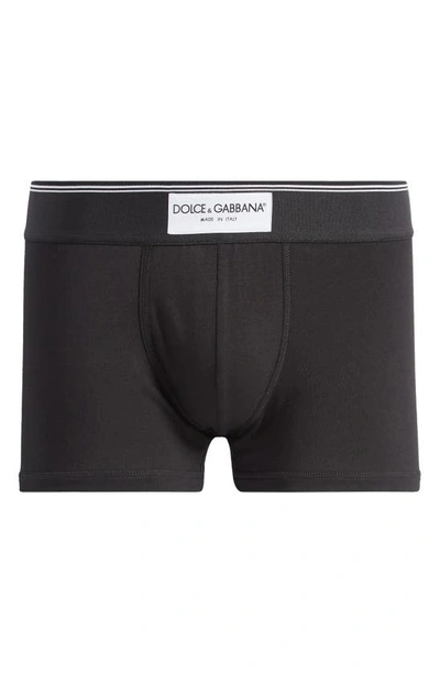 Shop Dolce & Gabbana Regular Stretch Cotton Boxer Briefs In Black