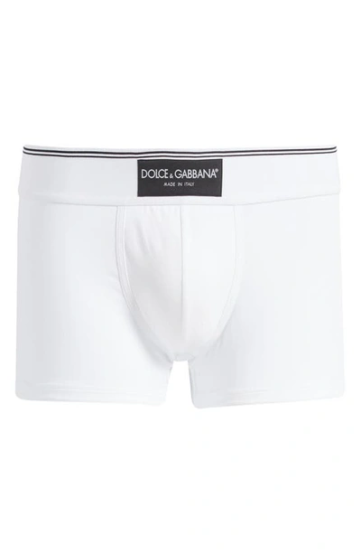 Shop Dolce & Gabbana Regular Stretch Cotton Boxer Briefs In White