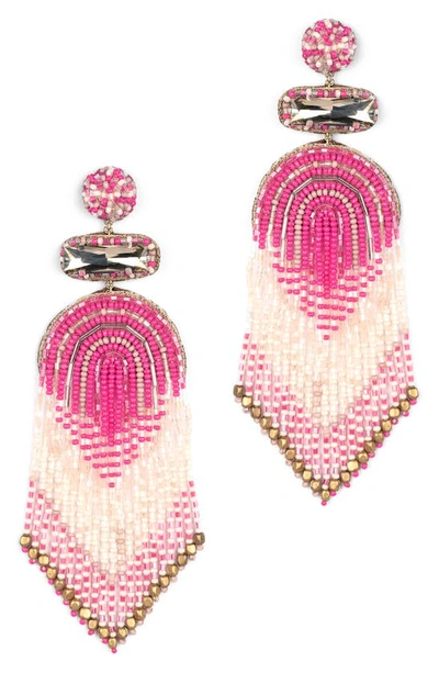 Shop Deepa Gurnani Ishana Bead Chandelier Earrings In Hot Pink
