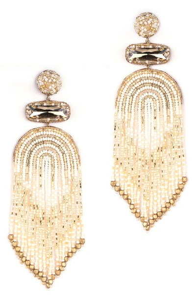 Shop Deepa Gurnani Ishana Bead Chandelier Earrings In Ivory