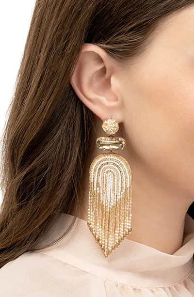 Shop Deepa Gurnani Ishana Bead Chandelier Earrings In Ivory