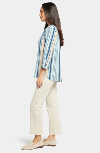 Shop Nydj High-low Crepe Blouse In Hilltop Stripe