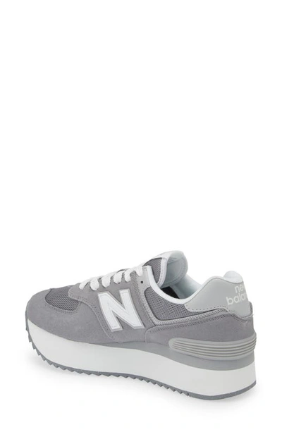 New Balance 574+ Platform Sneakers In Green With Gray And White Detail In Shadow Grey