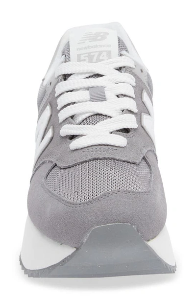 New Balance 574+ Platform Sneakers In Green With Gray And White Detail In Shadow Grey