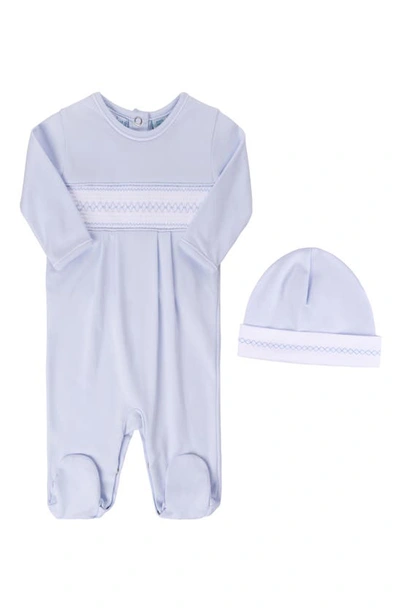 Shop Feltman Brothers Smocked Argyle Footie & Hat Set In Blue