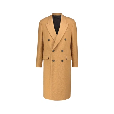 Shop Fendi Wool Long Coat In Brown