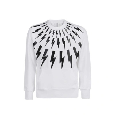 Shop Neil Barrett Lightning Print Sweatshirt In White