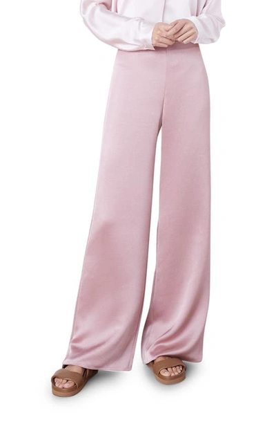 Vince High Waist Satin Wide Leg Pants In Petal Quartz