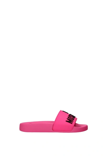 Shop Love Moschino Slippers And Clogs Rubber Fuchsia Fluo Pink
