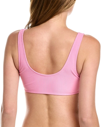 Frankies Bikinis Connor Ribbed Bikini Top In Pink
