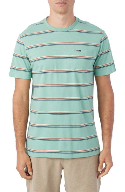 Shop O'neill Smasher Stripe Cotton Pocket T-shirt In Aqua Wash