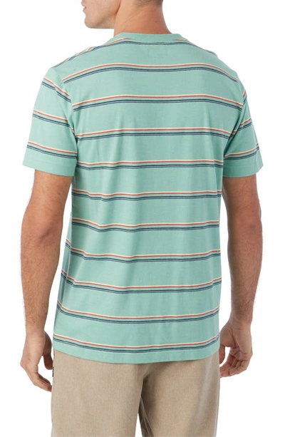 Shop O'neill Smasher Stripe Cotton Pocket T-shirt In Aqua Wash