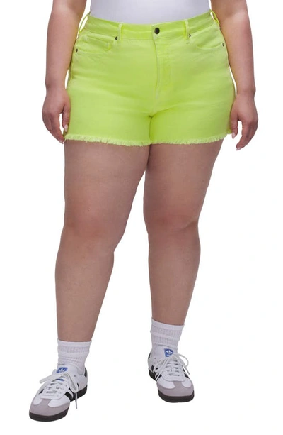 Shop Good American Good '90s Recycled Cotton Blend Shorts In Key Lime001