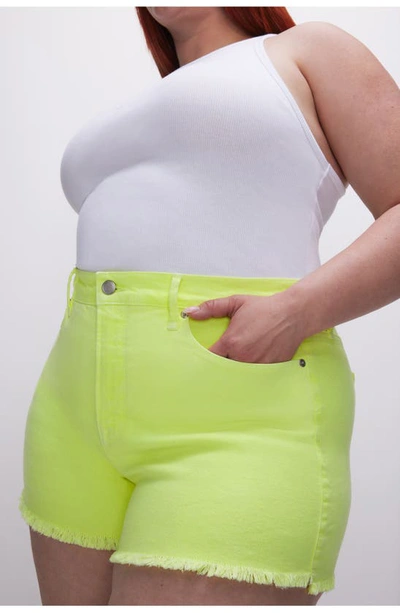 Shop Good American Good '90s Recycled Cotton Blend Shorts In Key Lime001