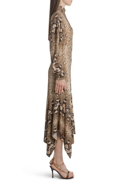 Shop Stella Mccartney Python Print Handkerchief Hem Jersey Dress In 2203 Multicolor Brown