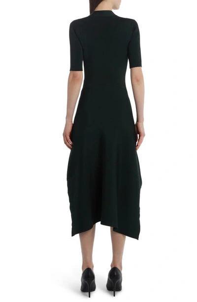 Shop Stella Mccartney Asymmetric Compact Rib Sweater Dress In 3007 Forest Green