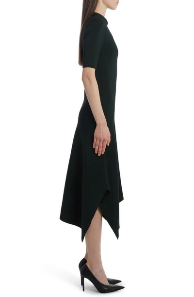 Shop Stella Mccartney Asymmetric Compact Rib Sweater Dress In 3007 Forest Green