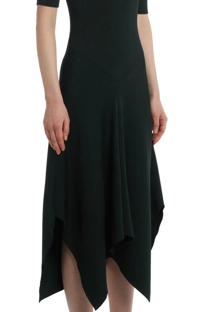 Shop Stella Mccartney Asymmetric Compact Rib Sweater Dress In 3007 Forest Green