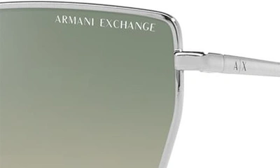 Shop Armani Exchange 56mm Gradient Mirrored Cat Eye Sunglasses In Shiny Silver
