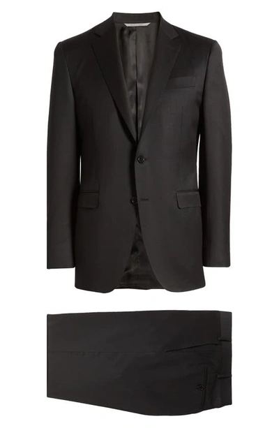 Canali Solid Milano Trim Fit Suit In Black | ModeSens