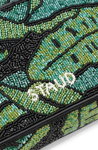 Shop Staud Tommy Beaded Shoulder Bag In Green Palm