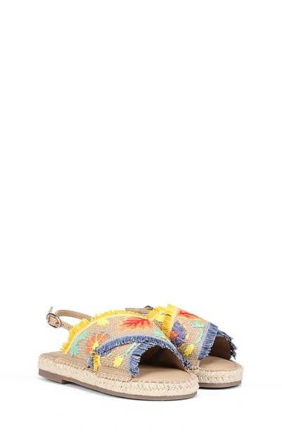 Shop Sam Edelman Kids' Kayden Espadrille Slingback Sandal In Natural/ Yellow Multi