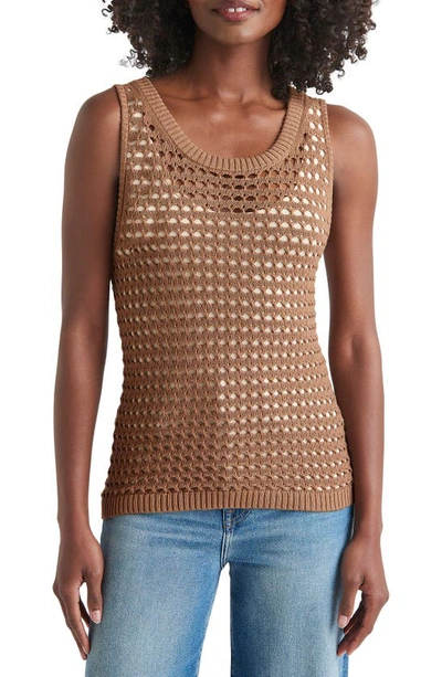 Shop Splendid Asher Open Knit Sleeveless Top In Ash Brown