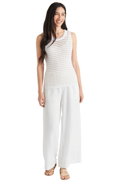 Splendid Asher Open Pointelle Sweater Tank Top In White