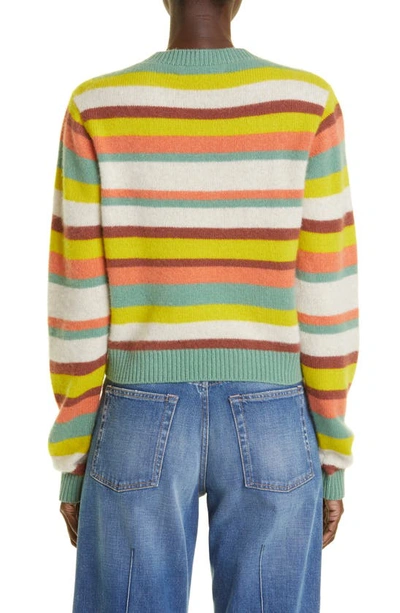 Shop The Elder Statesman Prima Stripe Cashmere Sweater In Wht/ Hck/ Tag/ Chr/ Jnp