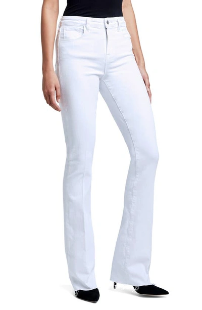 Shop L Agence Ruth High Rise Straight Leg Jeans In Blanc