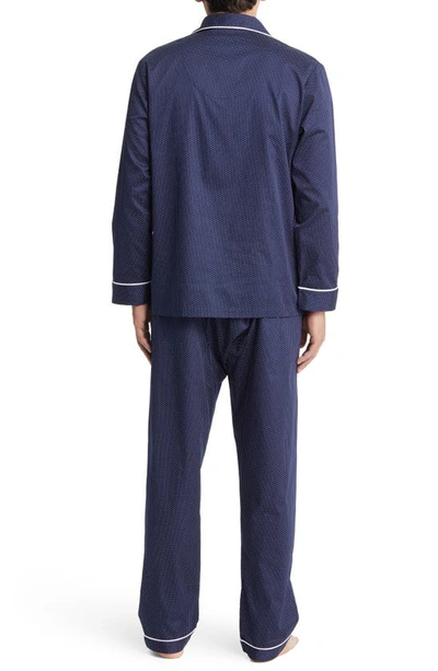 Shop Majestic Southport Woven Cotton Pajamas In Navy Dot