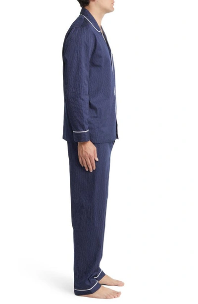 Shop Majestic Southport Woven Cotton Pajamas In Navy Dot
