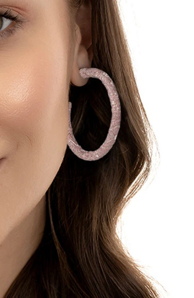 Shop Deepa Gurnani Ozari Glitter Wrapped Hoop Earrings In Pink