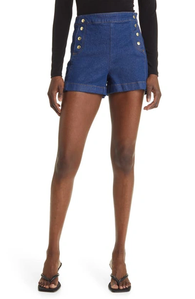 Shop Frame Sailor Snap Denim Shorts In Adele