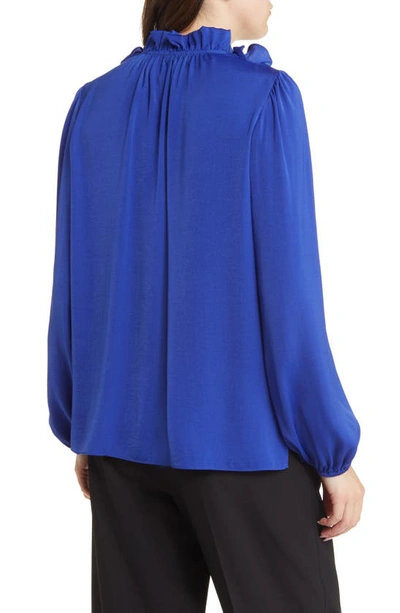 Shop Kobi Halperin Gabby Long Sleeve Hammered Satin Blouse In Twilight