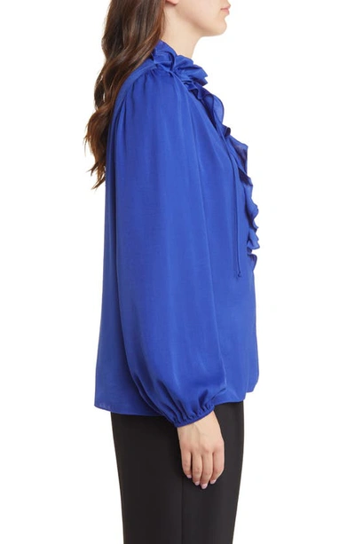 Shop Kobi Halperin Gabby Long Sleeve Hammered Satin Blouse In Twilight