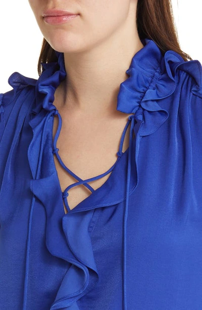 Kobi Halperin Gabby Long Sleeve Hammered Satin Blouse In Twilight