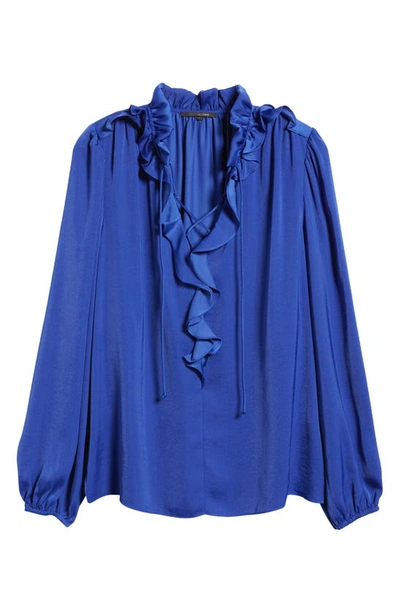 Kobi Halperin Gabby Long Sleeve Hammered Satin Blouse In Twilight