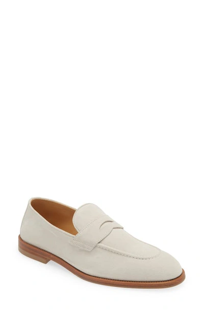 Shop Brunello Cucinelli Suede Penny Loafer In C8291 Lamb