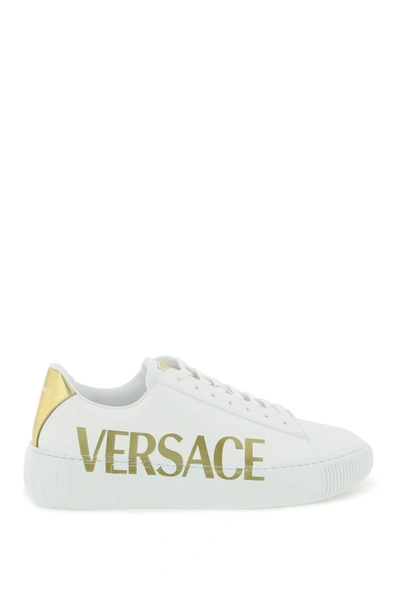 Shop Versace 'greca' Sneakers With Logo