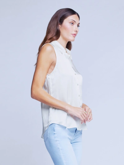 Shop L Agence Emmy Sleeveless Silk Blouse In Ivory