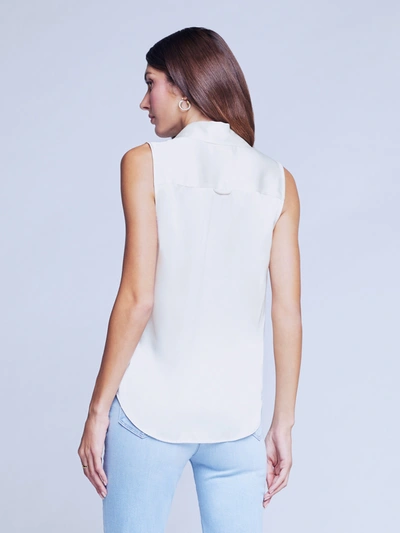 Shop L Agence Emmy Sleeveless Silk Blouse In Ivory