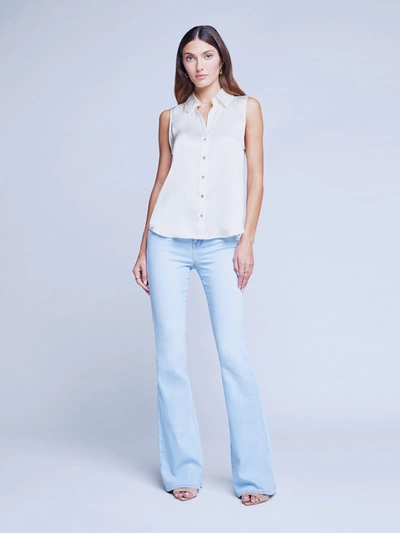 L Agence Emmy Sleeveless Silk Blouse In Ivory
